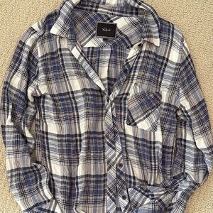 Women Rails M Blue and White Plaid Shirt